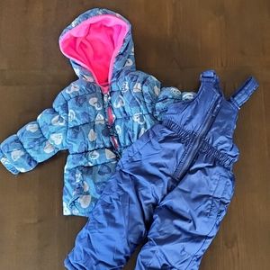 12 month winter coat and bib overalls